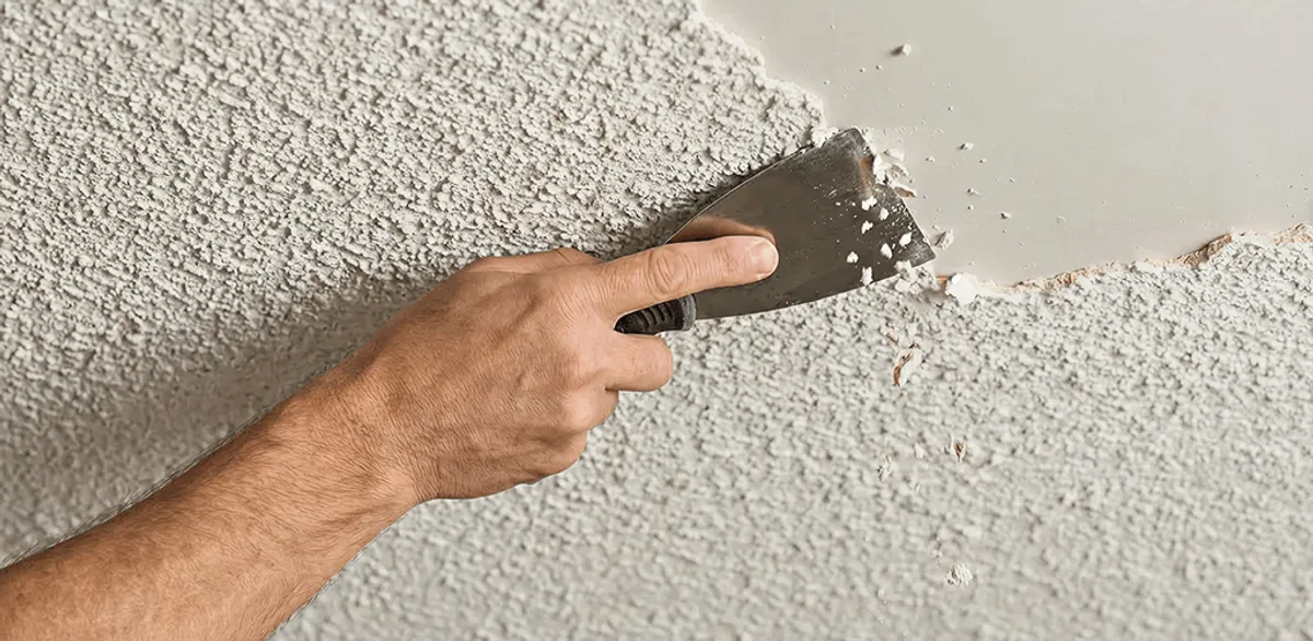 Popcorn ceiling removal scraping off textured ceiling finish in Nashville, TN