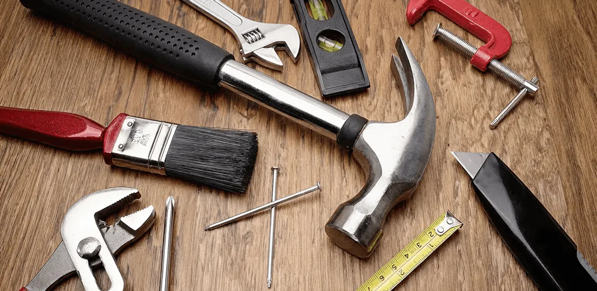 Handyman tools laid out for home repair and maintenance work in Nashville, TN
