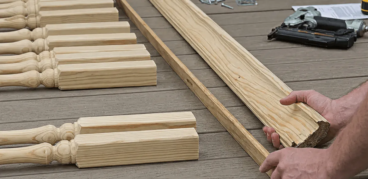 Handrail installation materials and wood components for stair rail work in Nashville, TN